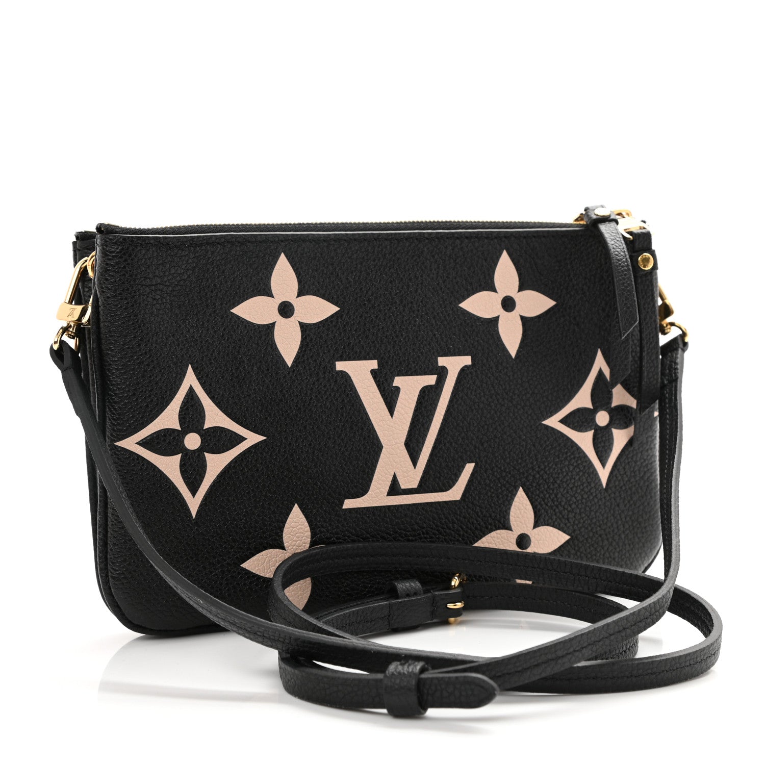 Louis Vuitton Empreinte Monogram Giant Double Zip Pochette Black Cream 3 of 9