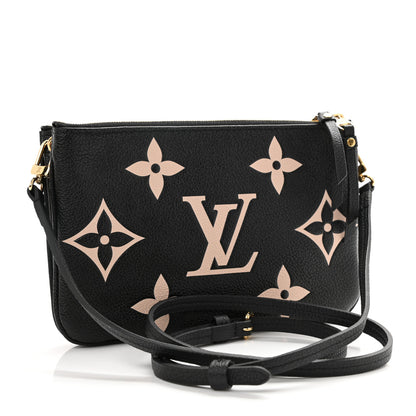 Louis Vuitton Empreinte Monogram Giant Double Zip Pochette Black Cream 3 of 9