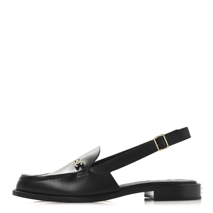 Chanel Calfskin Crystal CC Slingback Sandals 39.5 Black 1 of 10