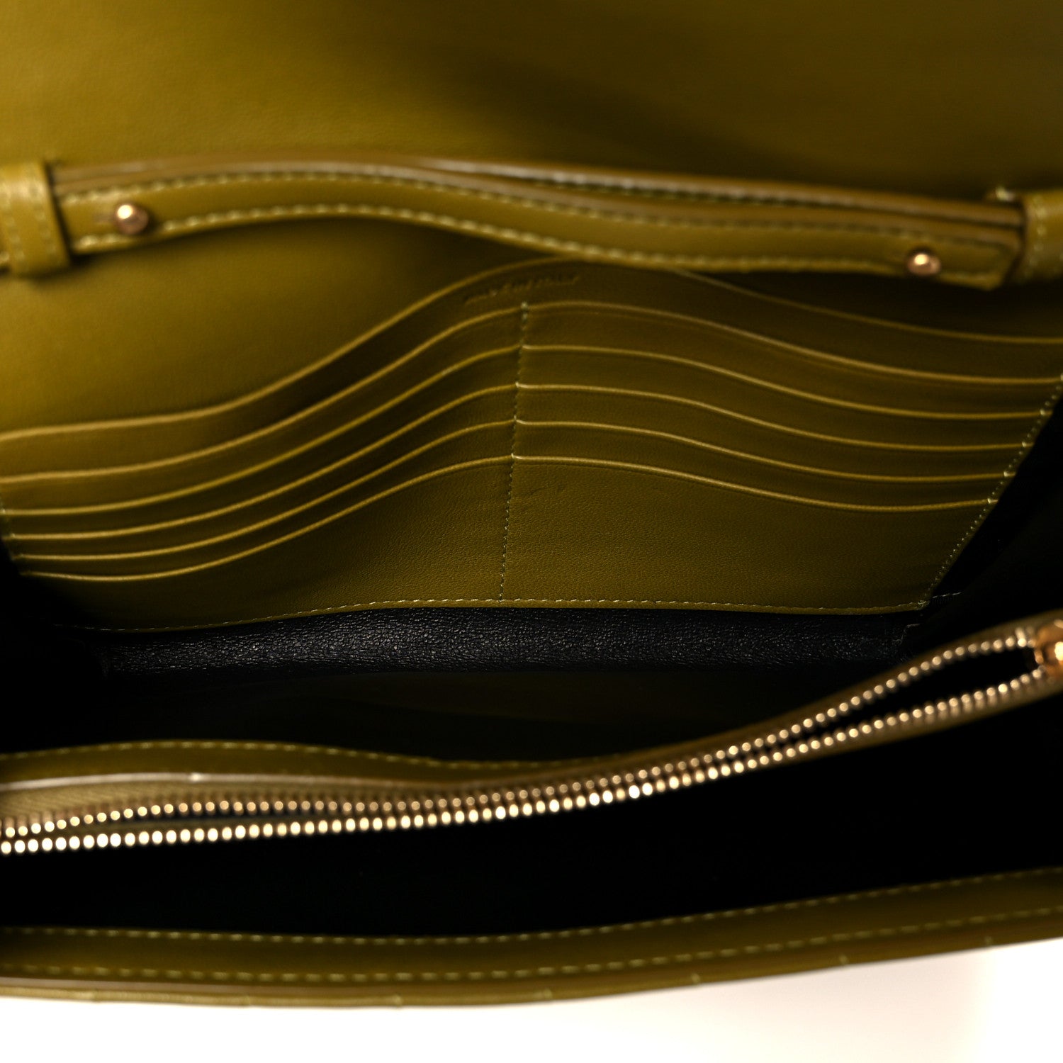 Saint Laurent Lambskin Carre Quilted Cassandre Chain Wallet Olive Drab 6 of 10