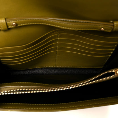 Saint Laurent Lambskin Carre Quilted Cassandre Chain Wallet Olive Drab 6 of 10