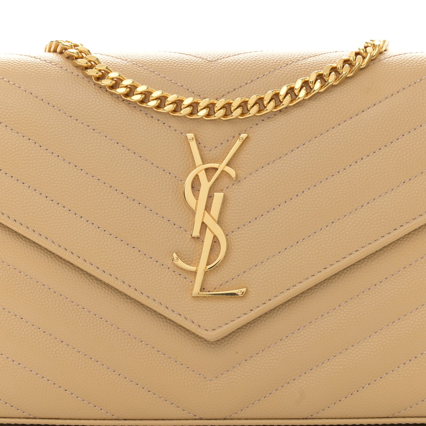 Grain De Poudre Matelasse Chevron Monogram Chain Wallet Nude Powder