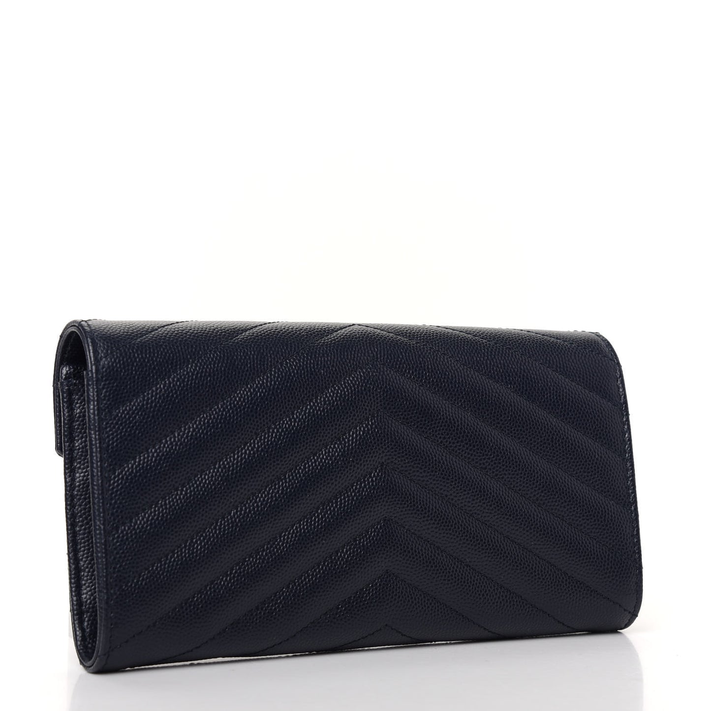 Grain De Poudre Matelasse Chevron Monogram Flap Wallet Deep Marine