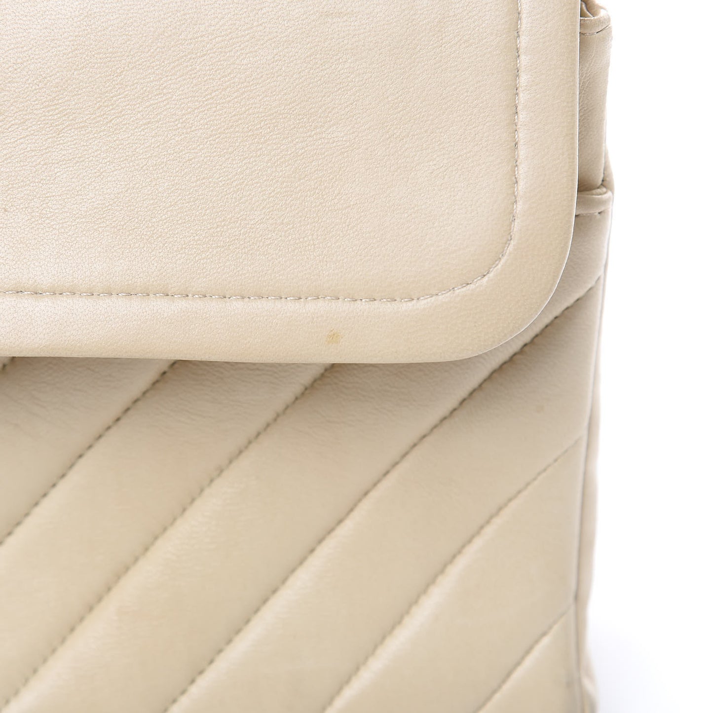 Lambskin Chevron Quilted Medium Double Flap Beige