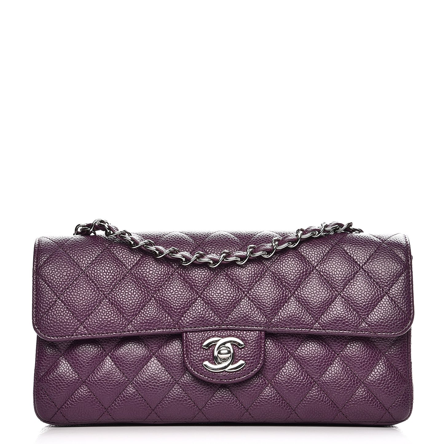 Caviar Quilted East West Flap Dark Purple