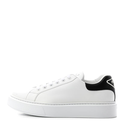 Prada Vitello Soft Rubber Triangle Logo Mens Low Top 40mm Sneakers 9.5 White Black 1 of 9