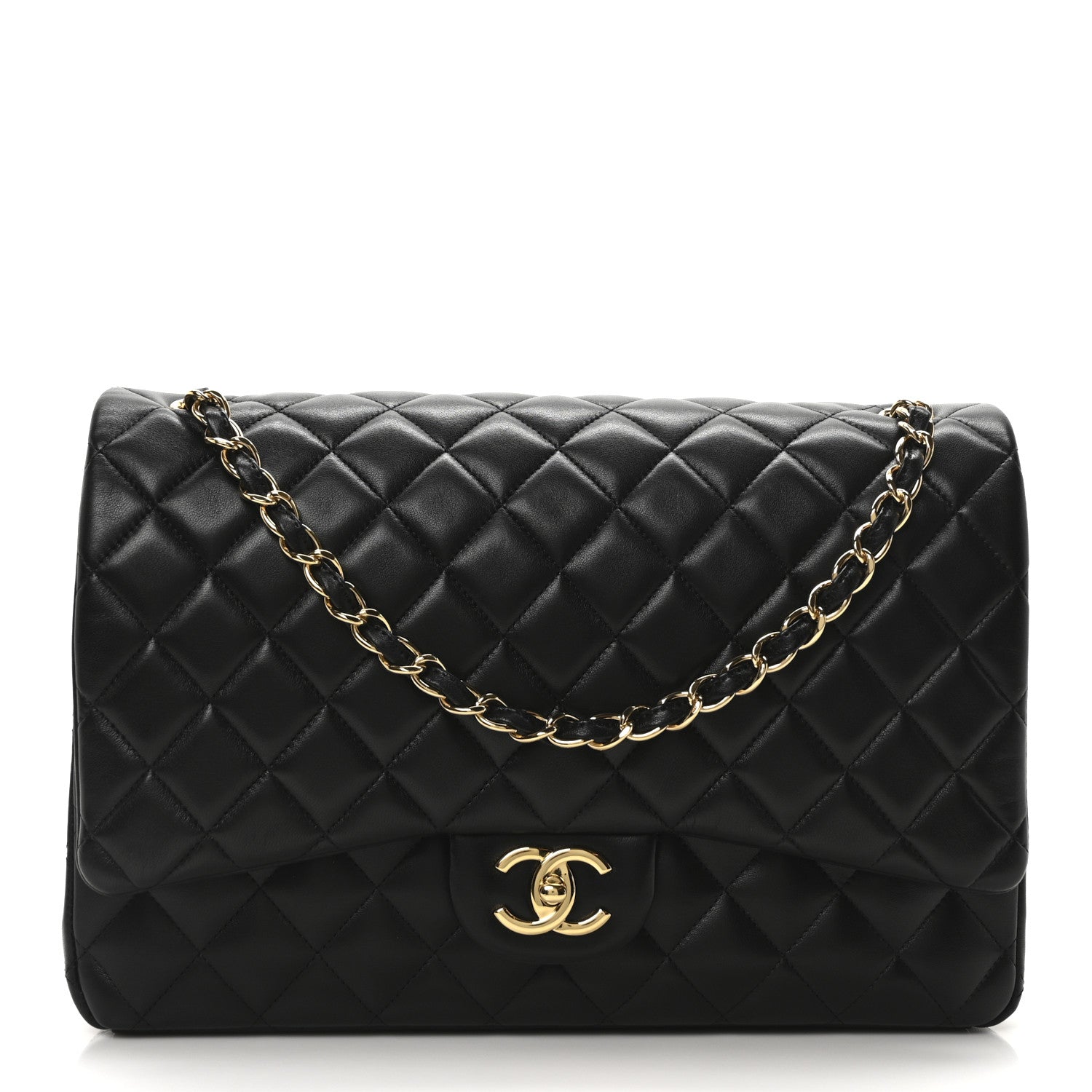 Chanel Lambskin Quilted Maxi Double Flap Black 1 of 11
