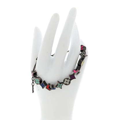 Louis Vuitton Metal Enamel Monogram Party Bracelet Black Multicolor 2 of 5