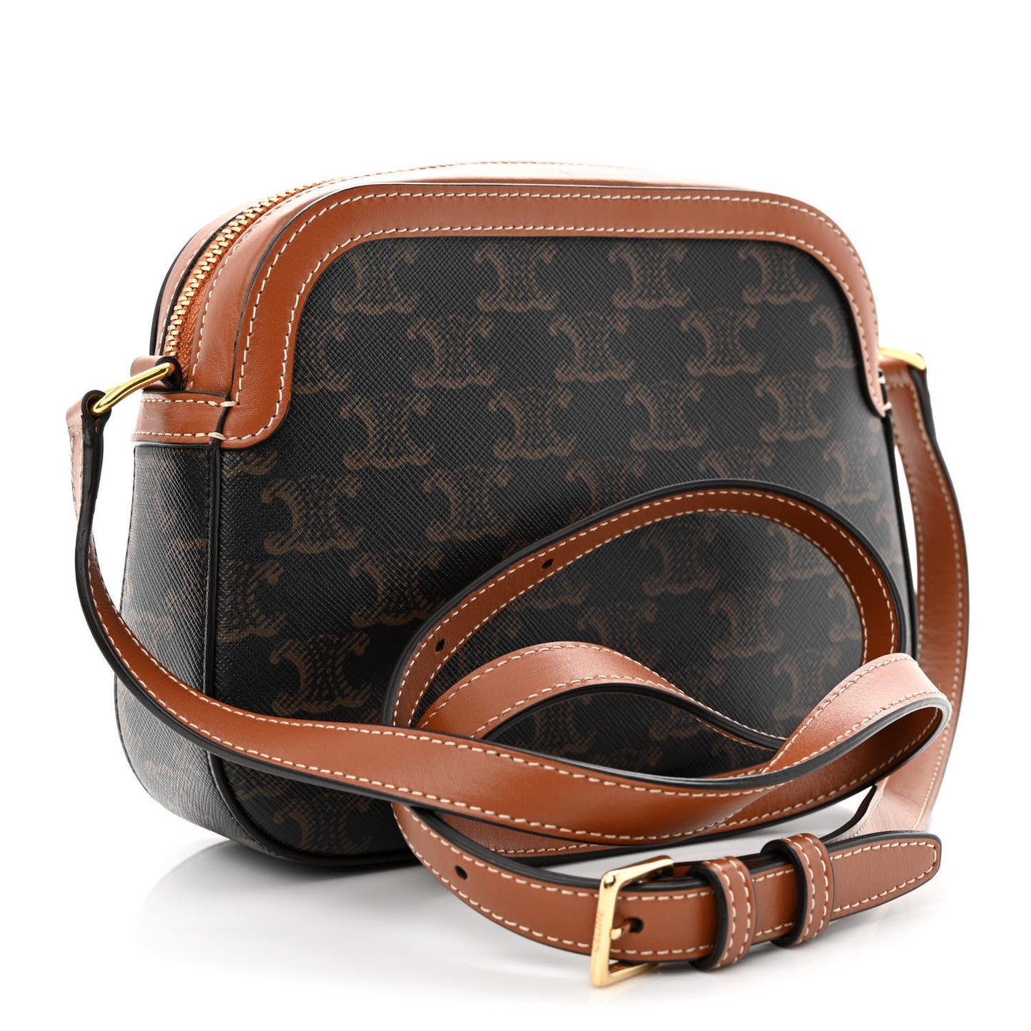 Triomphe Canvas Small Camera Bag Tan