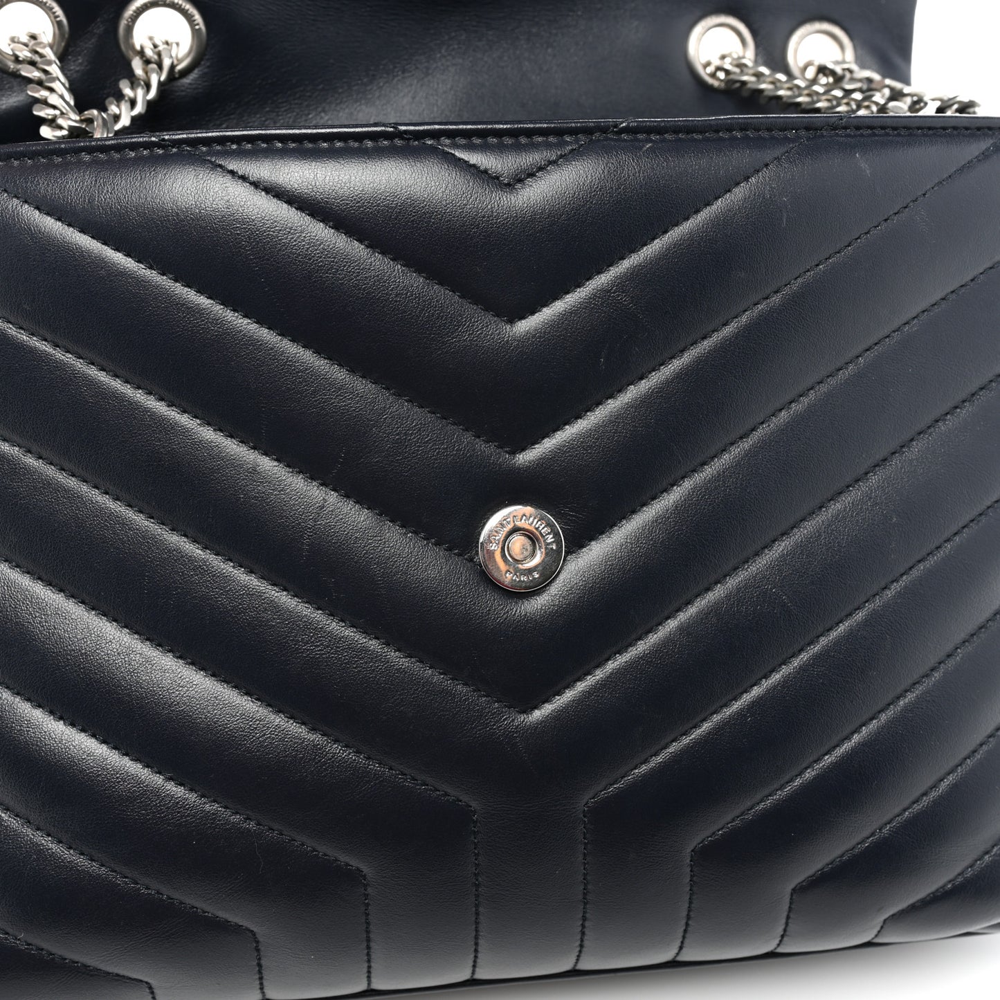 Calfskin Y Quilted Monogram Medium Loulou Chain Satchel Medium Blue