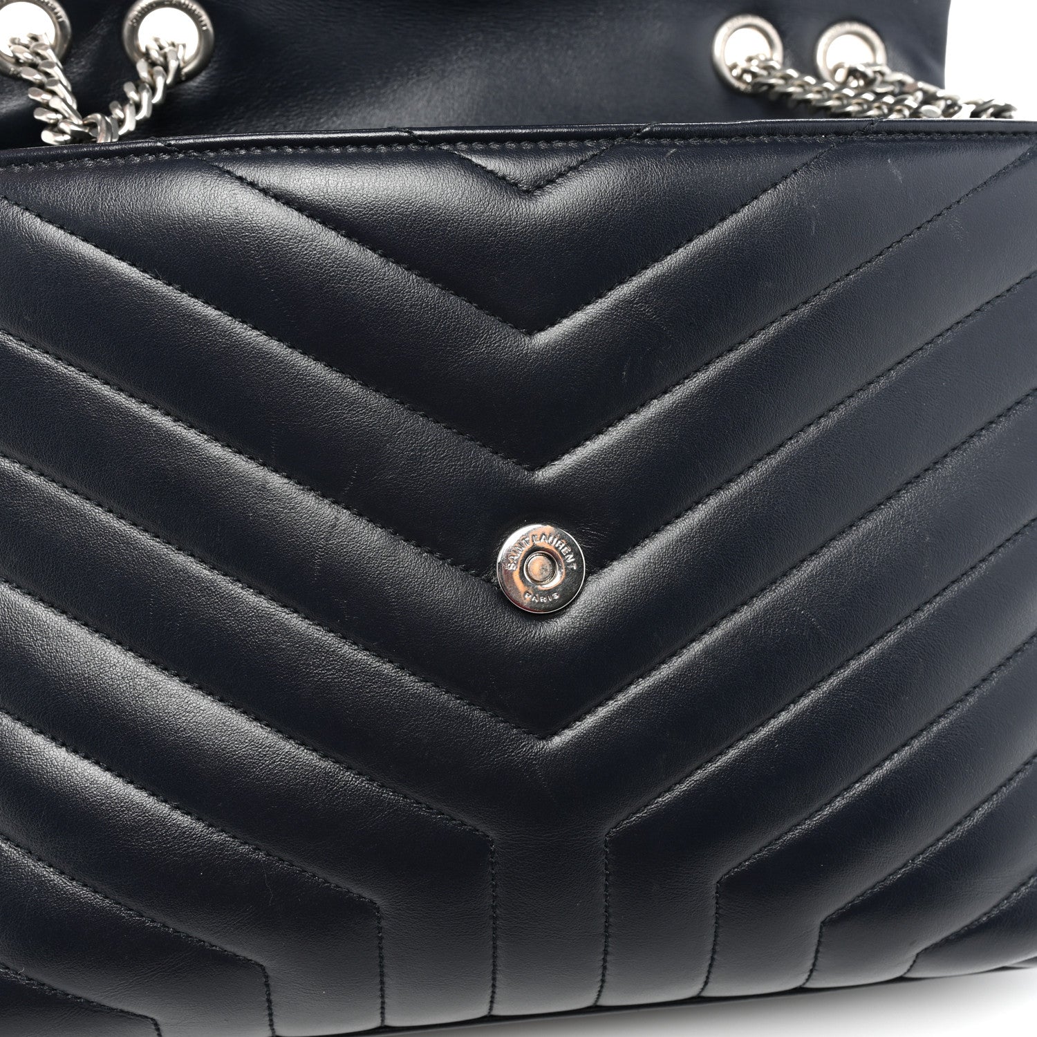 Saint Laurent Calfskin Y Quilted Monogram Medium Loulou Chain Satchel Medium Blue 14 of 20