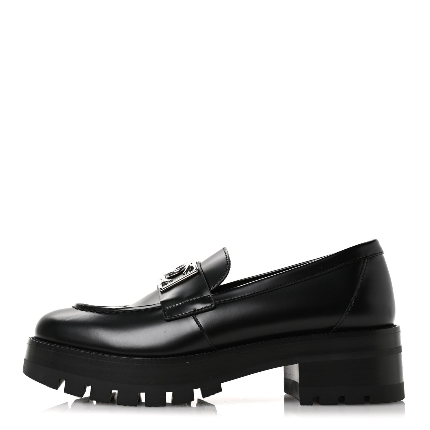 Calfskin Metal CC Loafers 40 Black