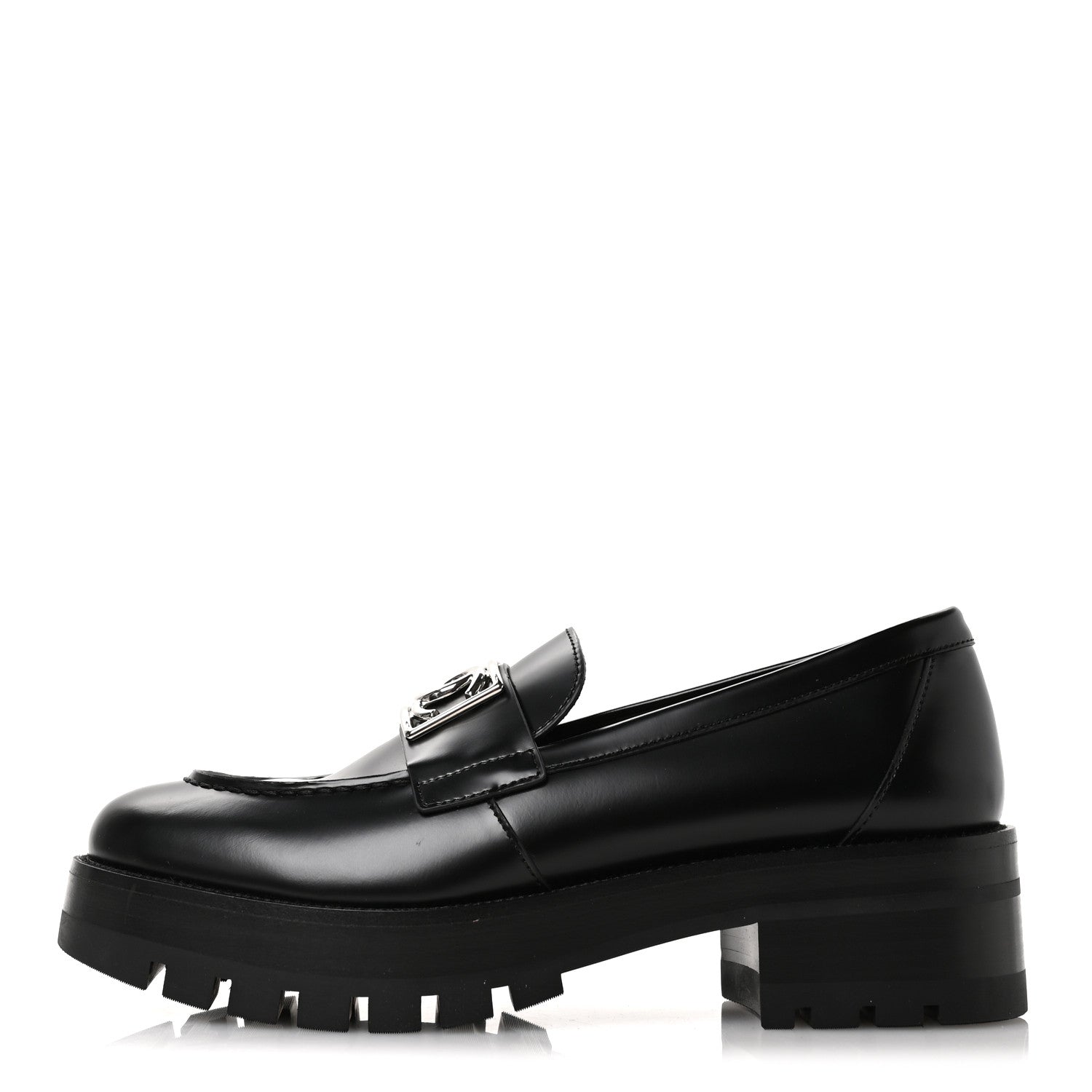Chanel Calfskin Metal CC Loafers 40 Black 1 of 9