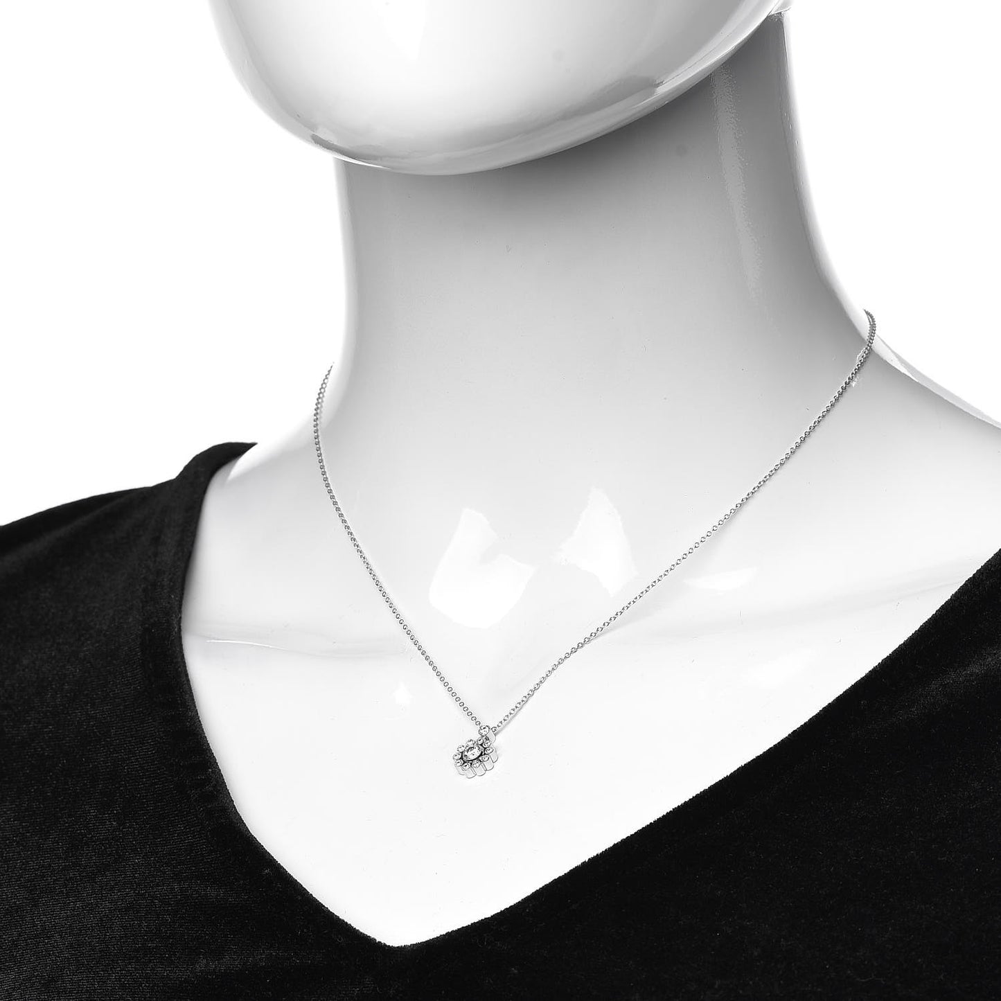 Platinum Diamond Enchant Halo Flower Pendant Necklace