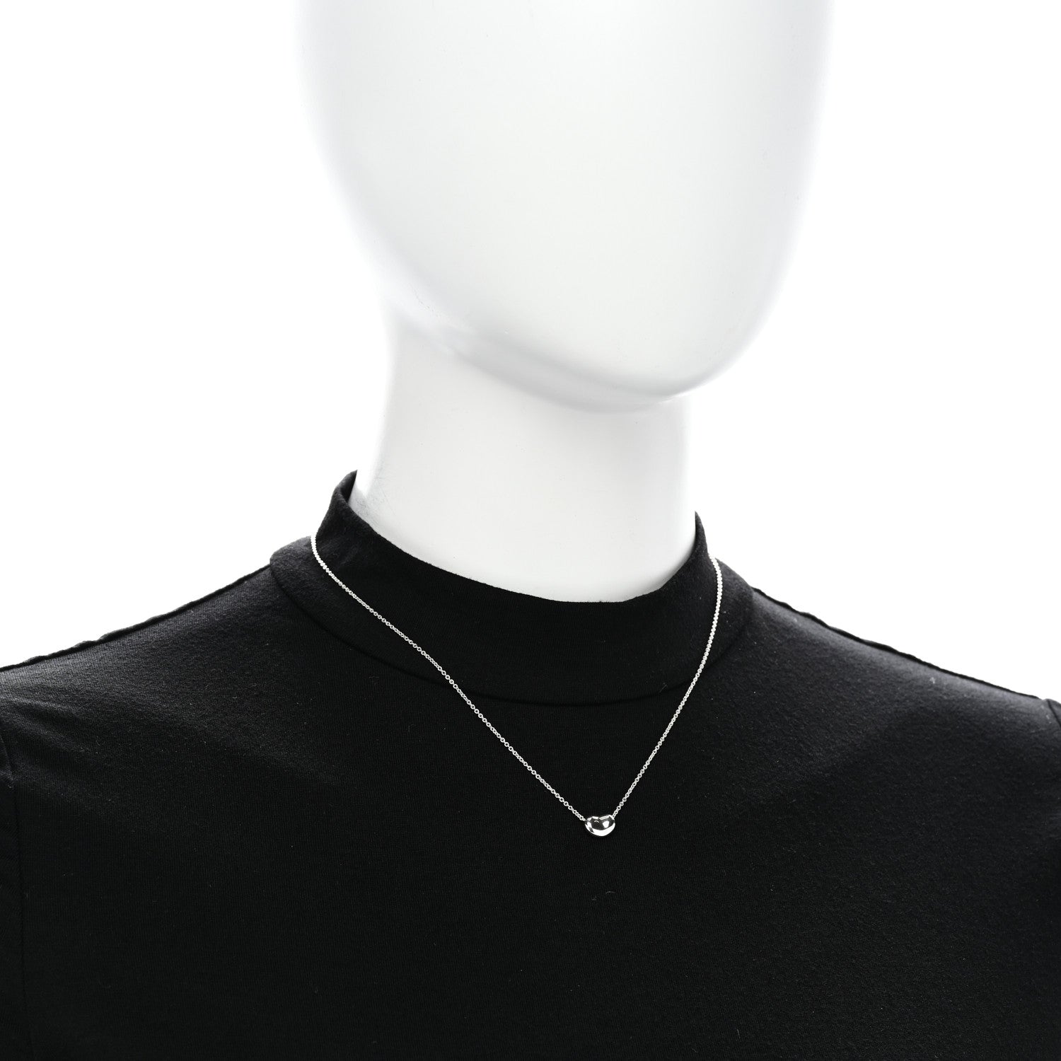 Tiffany Sterling Silver 9mm Elsa Peretti Bean Pendant Necklace 2 of 4