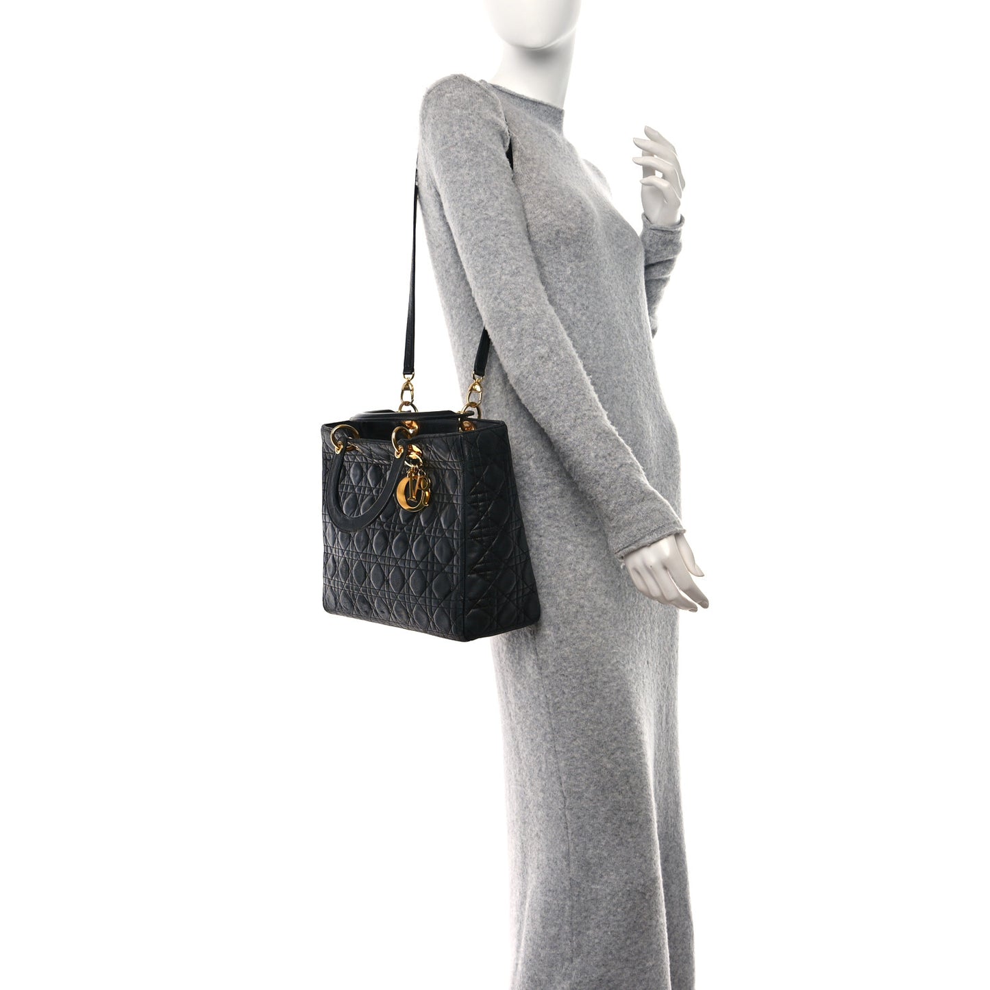 Lambskin Cannage Large Lady Dior Black