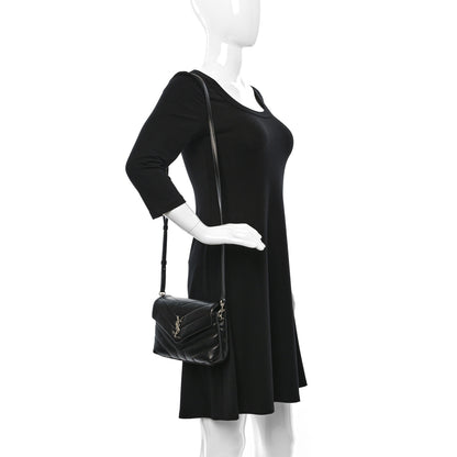Saint Laurent Calfskin Y Quilted Monogram Toy Loulou Crossbody Bag Black 2 of 9