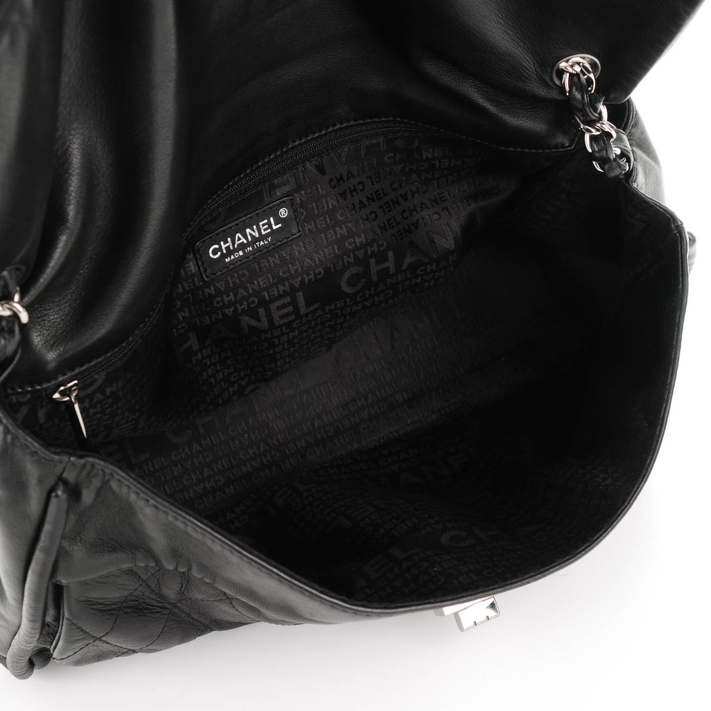 Lambskin Jumbo Mademoiselle Double Flap Black