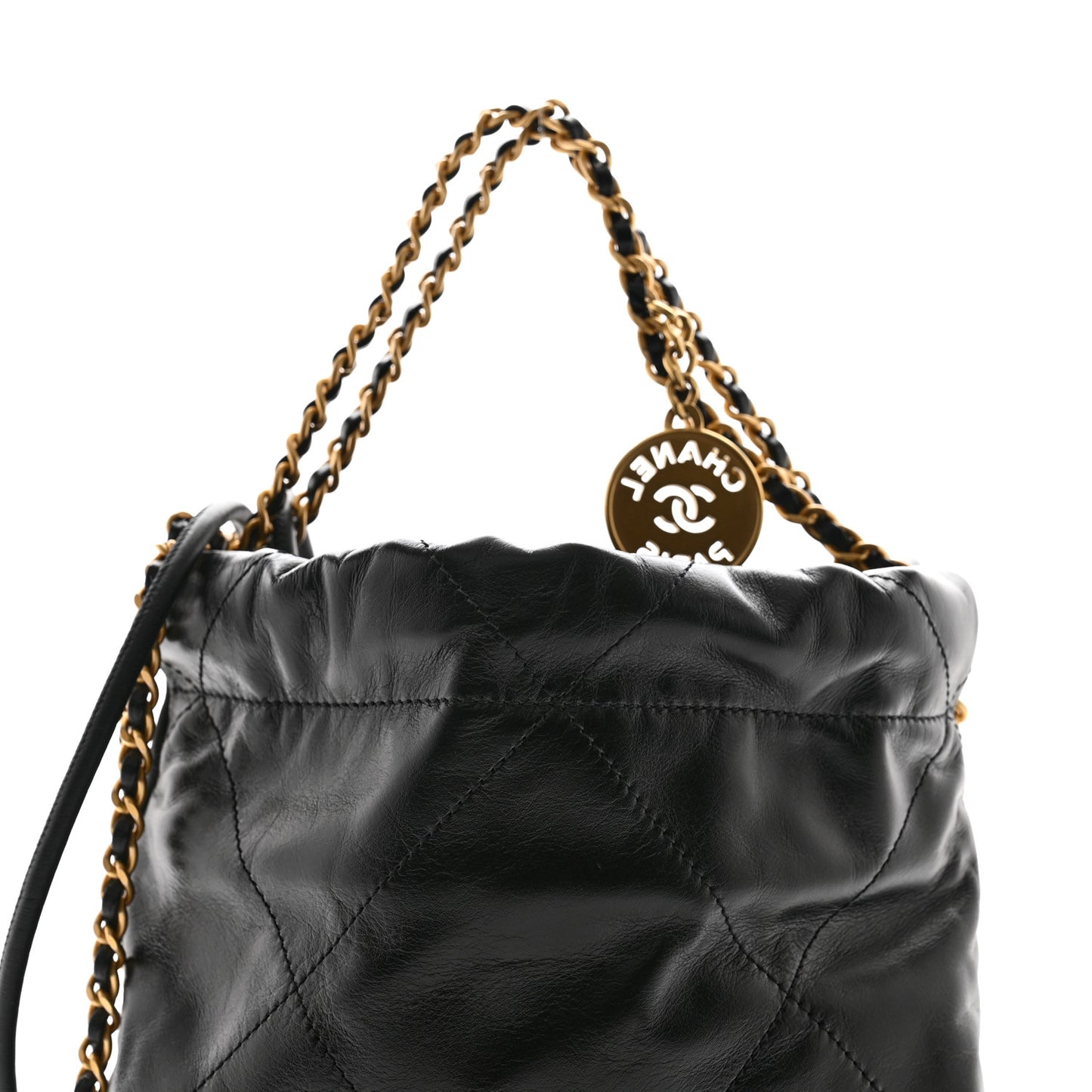 Shiny Calfskin Quilted Mini Chanel 22 Black
