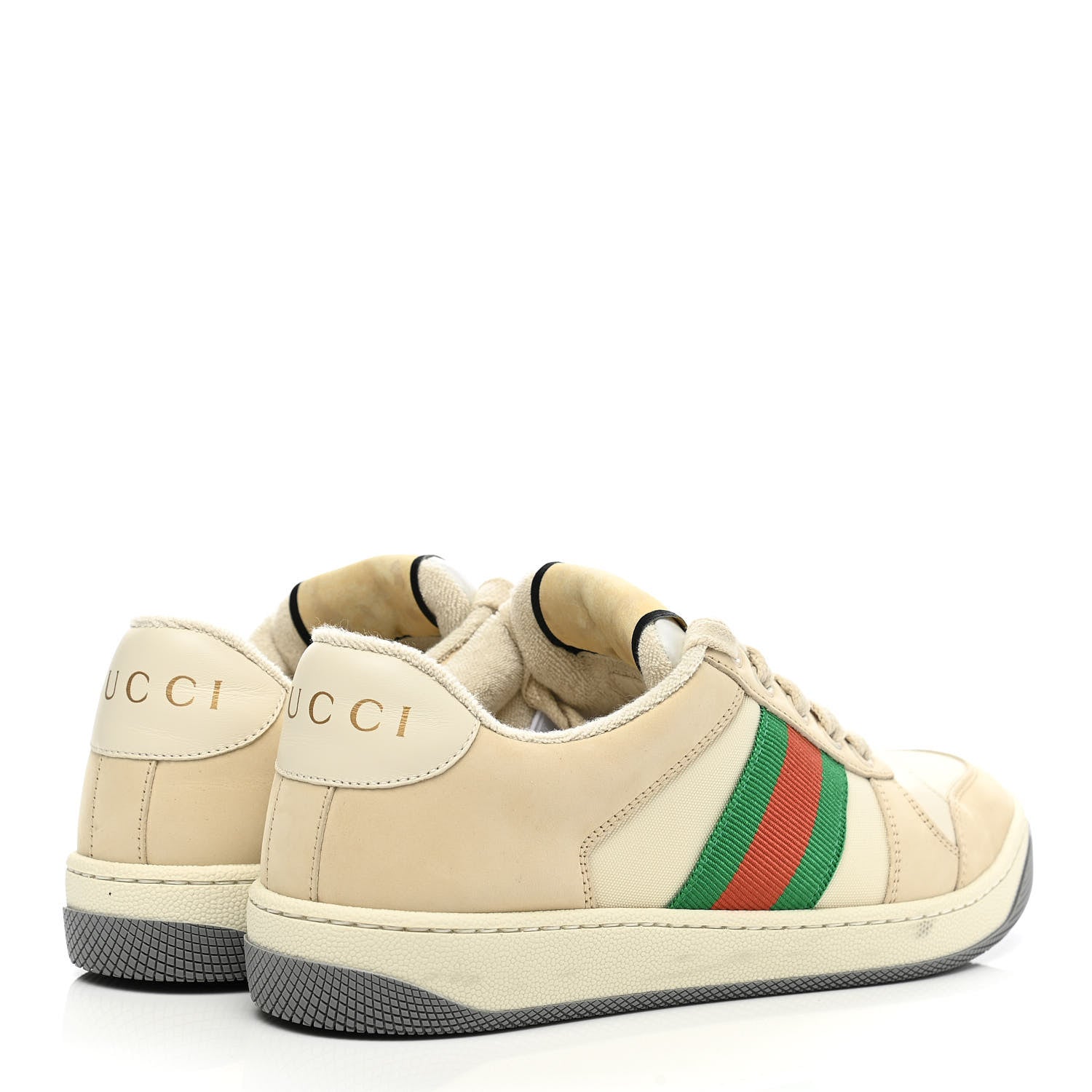 Gucci Nylon Nubuck Web Womens Screener Sneakers 37.5 Mystic White Dusty Milk 4 of 12
