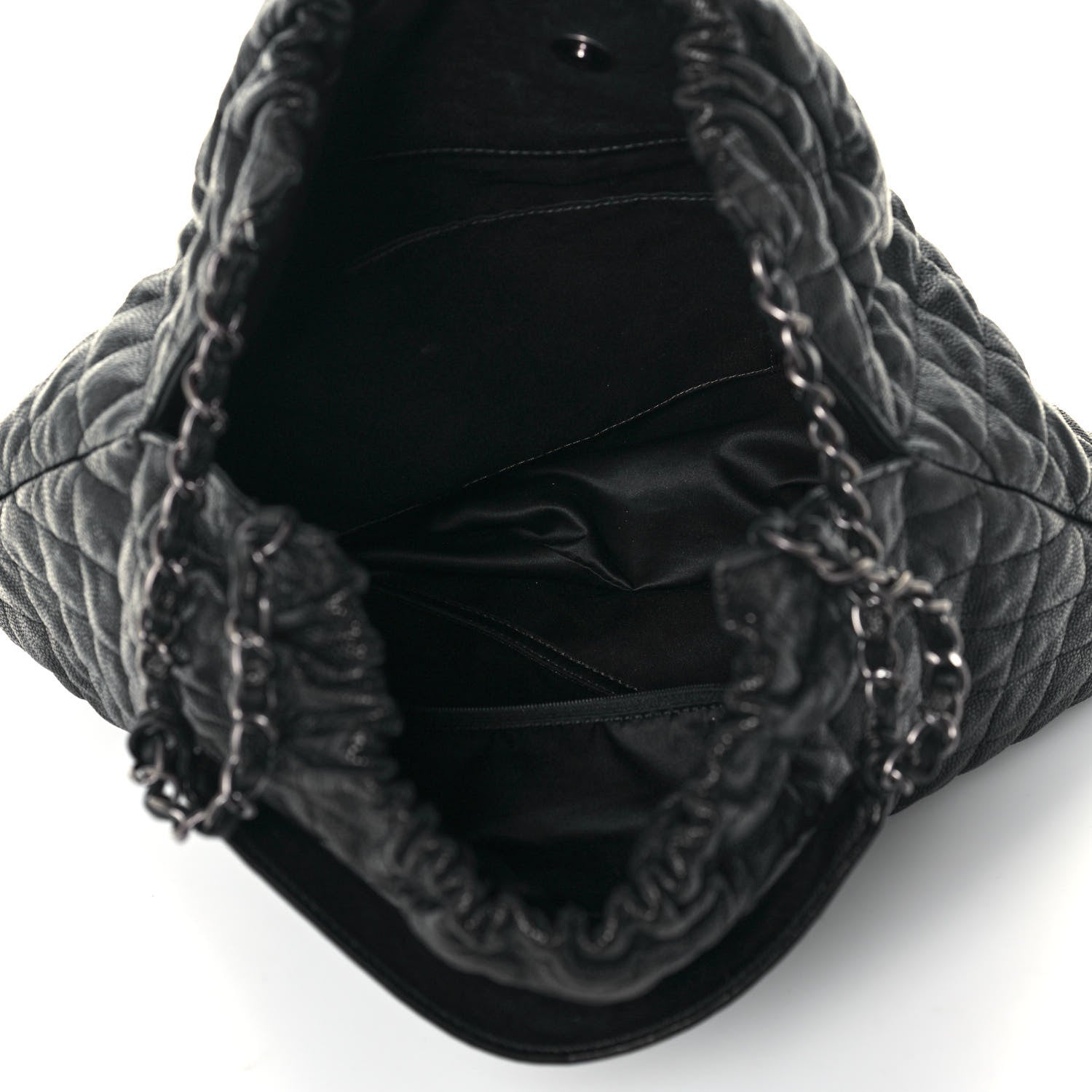 Chanel Distressed Glazed Caviar Quilted Large Elastic Tote Black 9 of 13