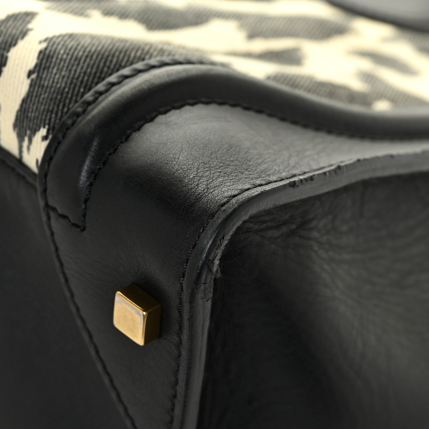 Celine Linen Smooth Calfskin Leopard Print Medium Luggage Black 13 of 20