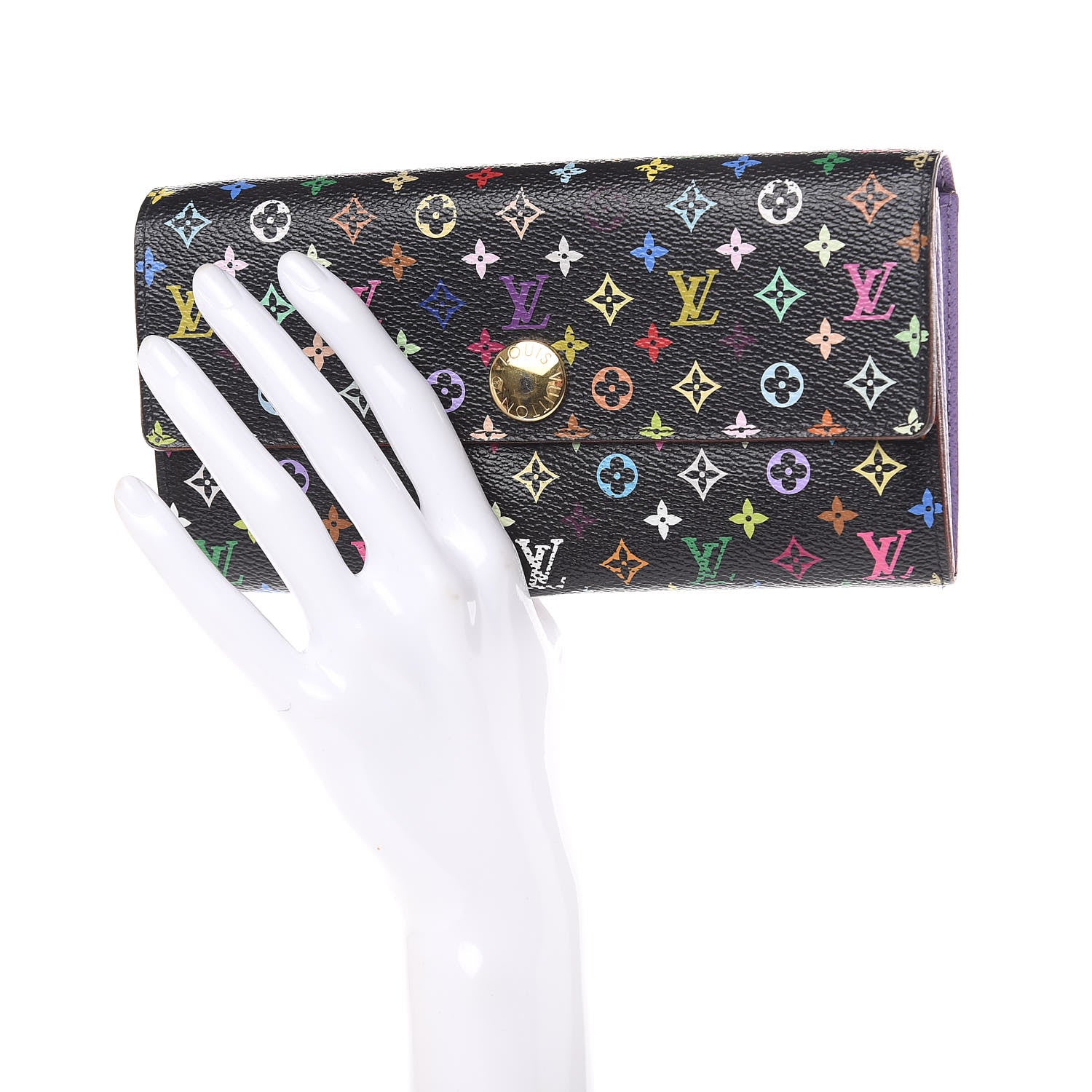 Louis Vuitton Monogram Multicolor Sarah Wallet Black Violet 2 of 16