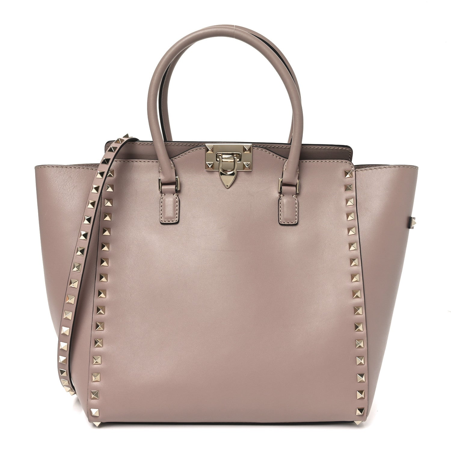 Valentino Garavani Vitello Small Rockstud Double Handle Tote Poudre 1 of 9