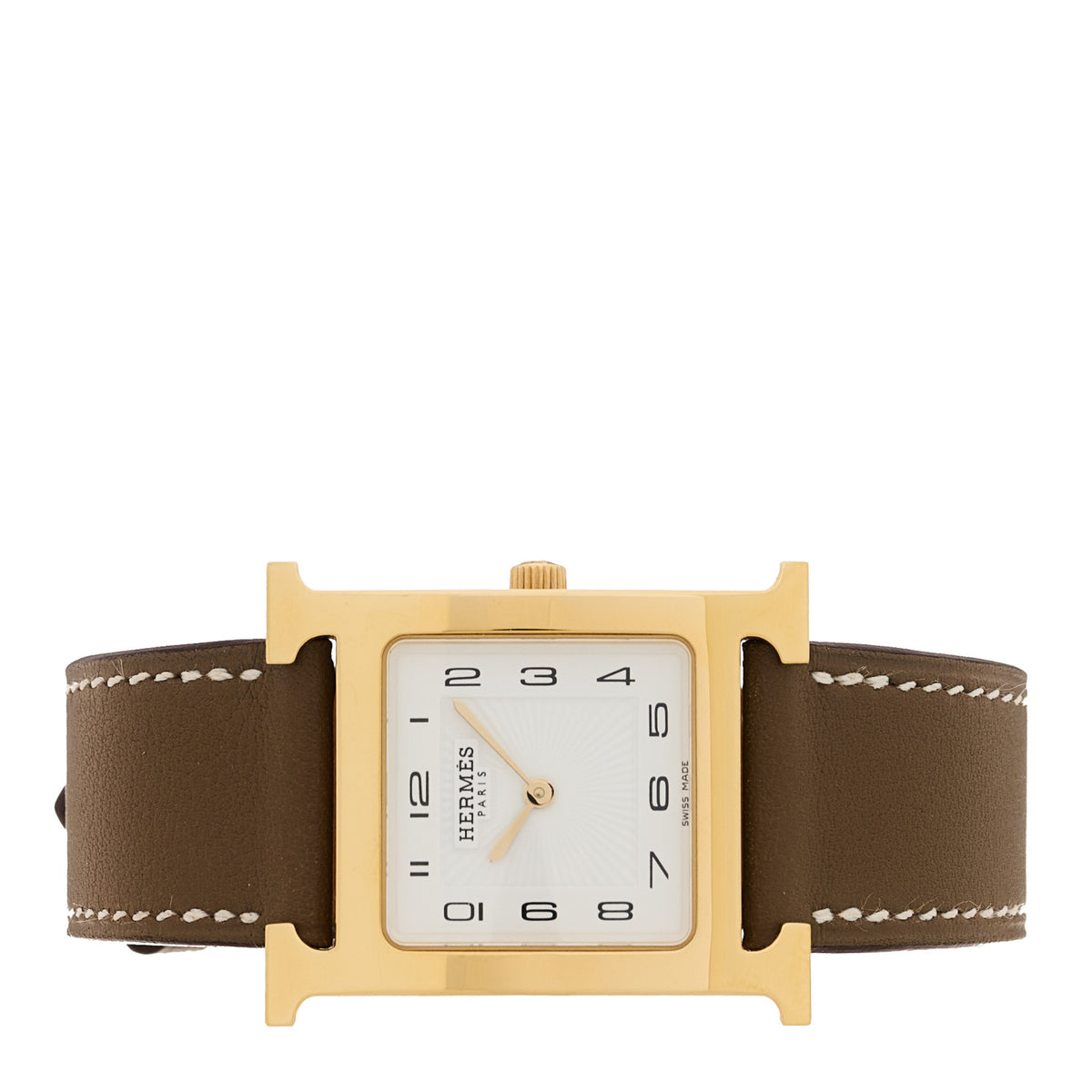 Hermes Stainless Steel Swift 26mm Heure H Hour Quartz Watch Etoupe 2 of 6