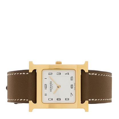 Hermes Stainless Steel Swift 26mm Heure H Hour Quartz Watch Etoupe 2 of 6