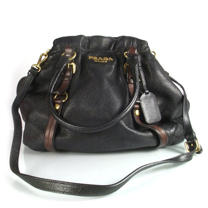 Prada Cervo Deerskin Shoulder Bag Black Brown 1 of 11