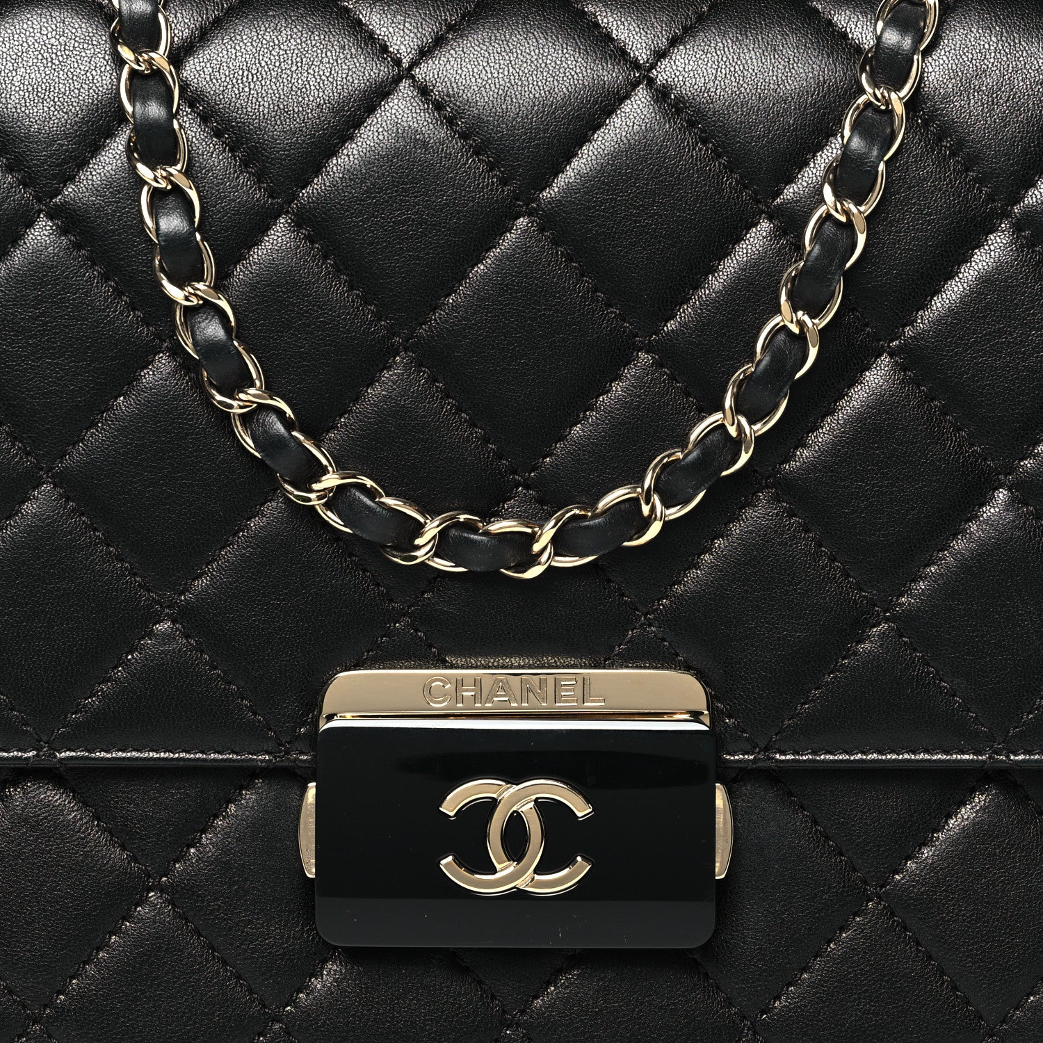 Chanel Sheepskin Quilted Large Beauty Lock Flap Black 8 of 11
