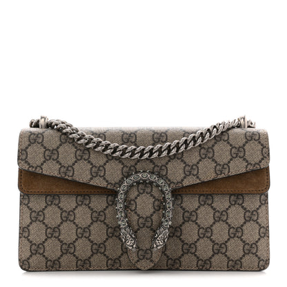 Gucci GG Supreme Monogram Suede Crystal Small Dionysus Shoulder Bag Beige Ebony Taupe Beige Ebony Taupe 1 of 13