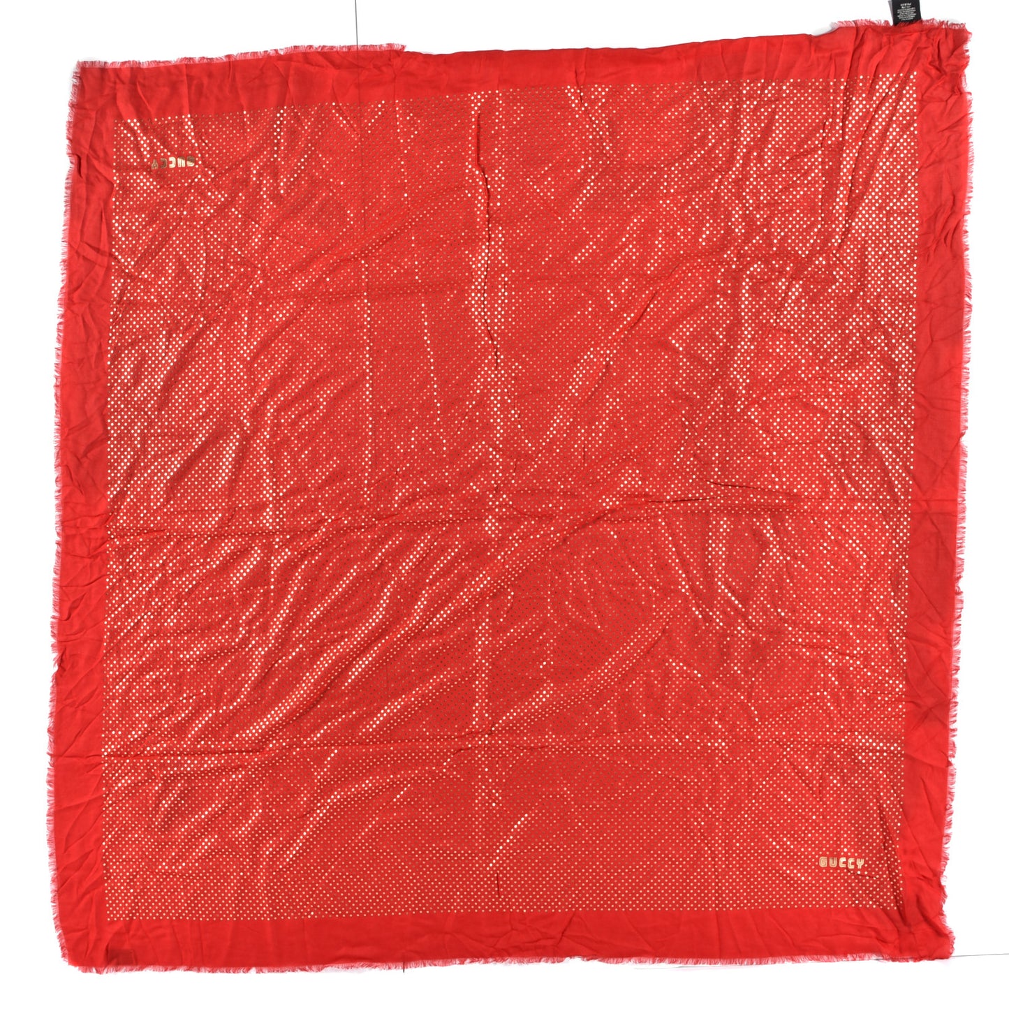 X SEGA Modal Cashmere GUCCY Stars Print Shawl Flame Red Gold