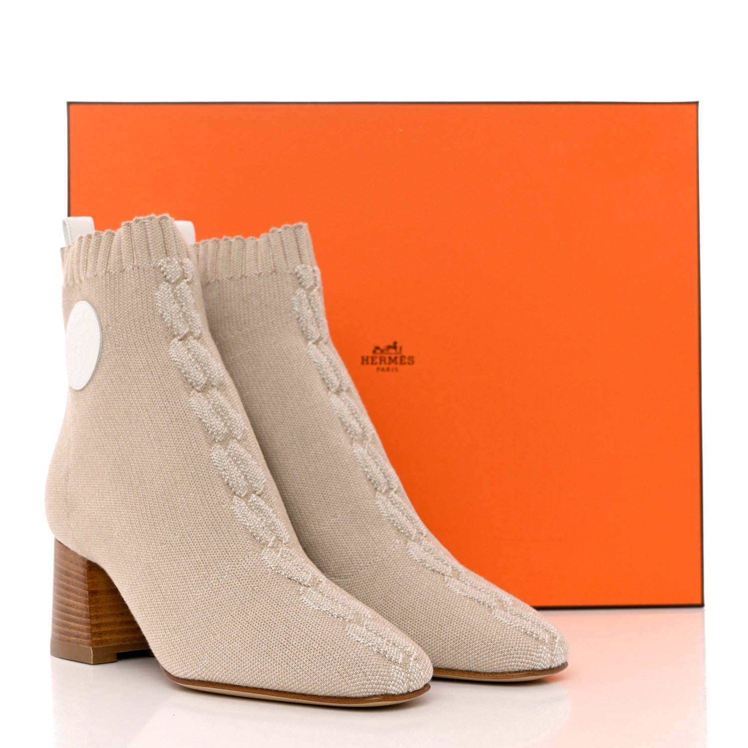 Hermes Knit Calfskin Volver 60 Ankle Boots 36 Nocciola 9 of 9