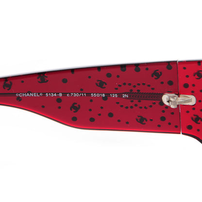 Chanel Swarovski Crystal CC Logo Sunglasses 5134-B Red 4 of 5