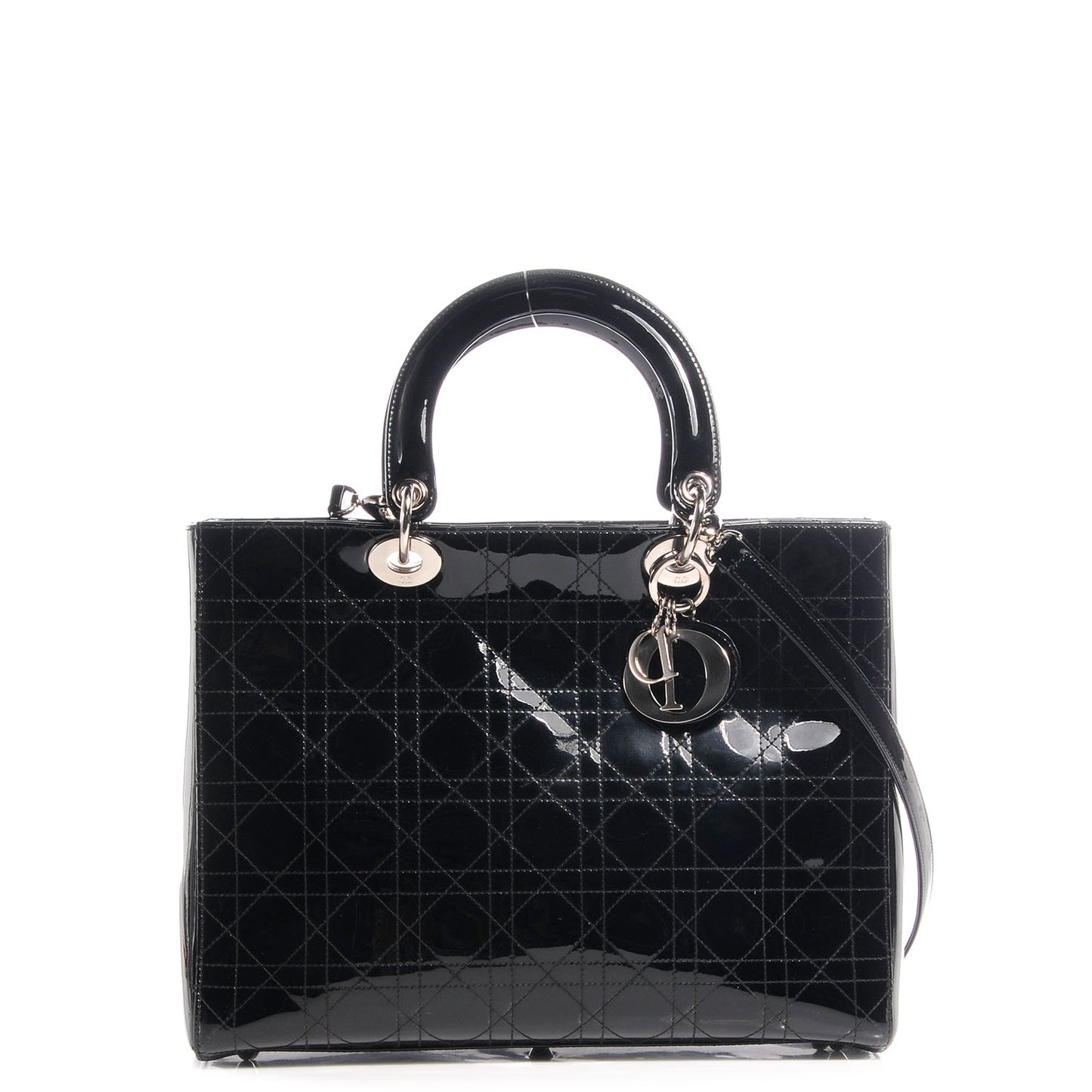 Patent Cannage Large Lady Dior Black