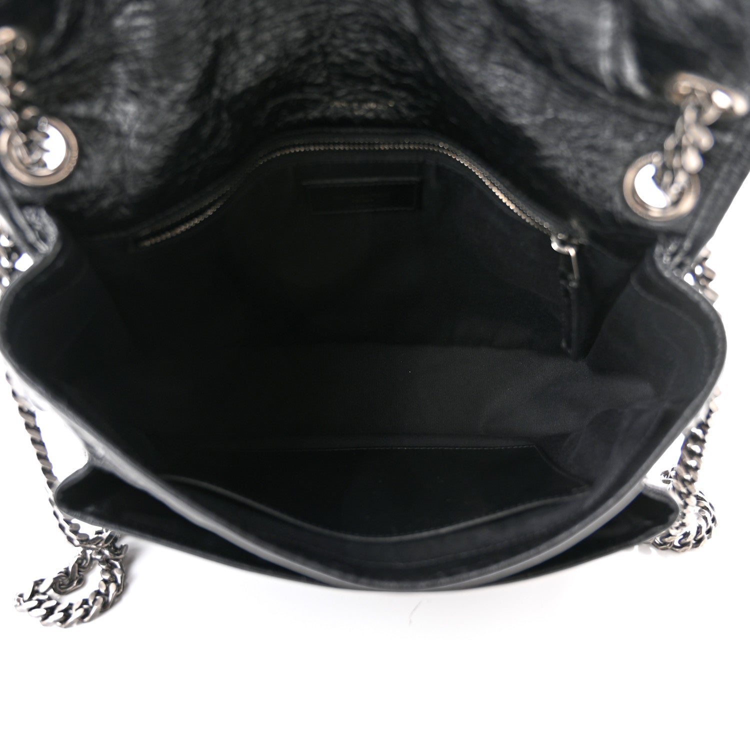 Saint Laurent Crinkled Calfskin Matelasse Monogram Medium Niki Chain Satchel Black 5 of 10