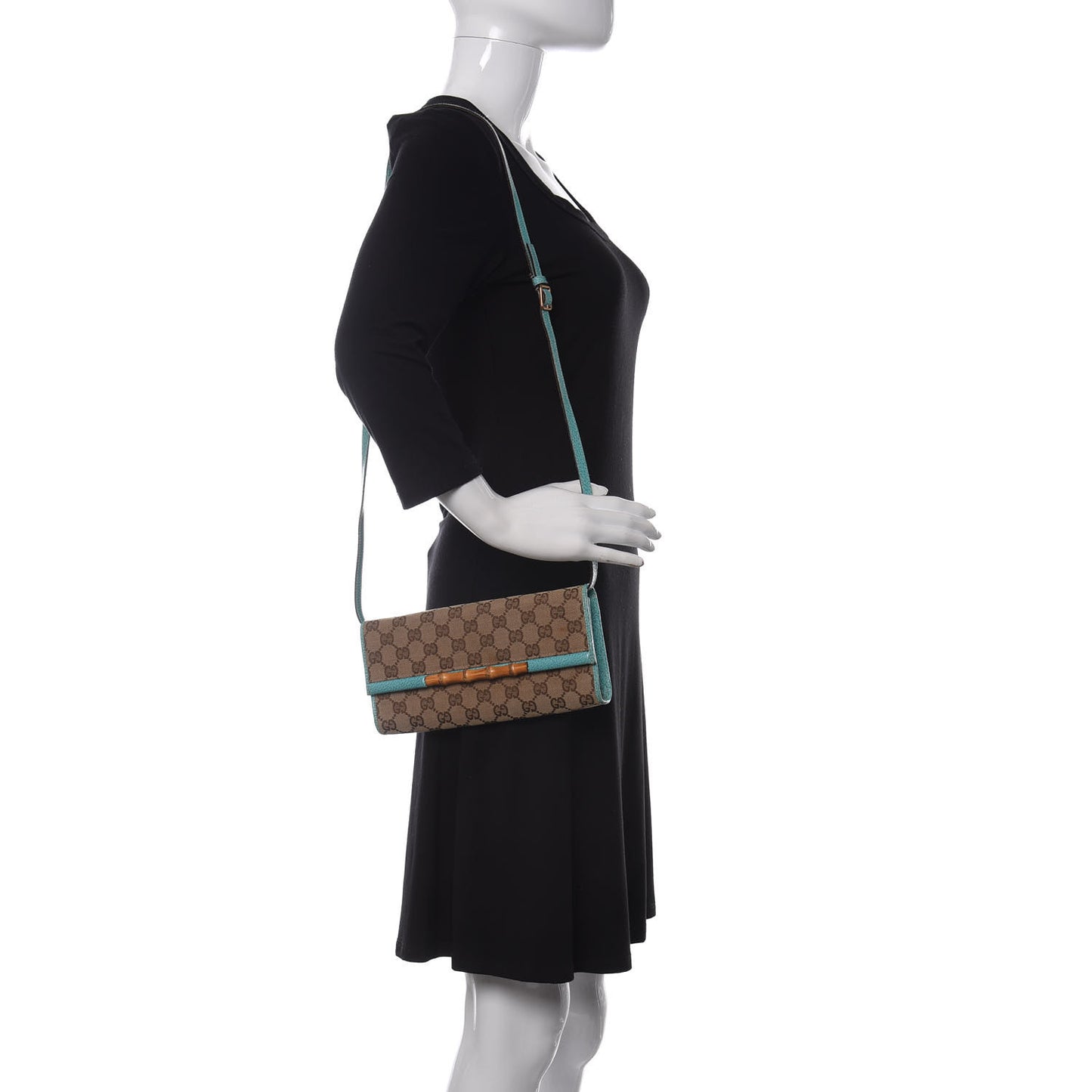 Monogram Bamboo Bar Clutch Turquoise