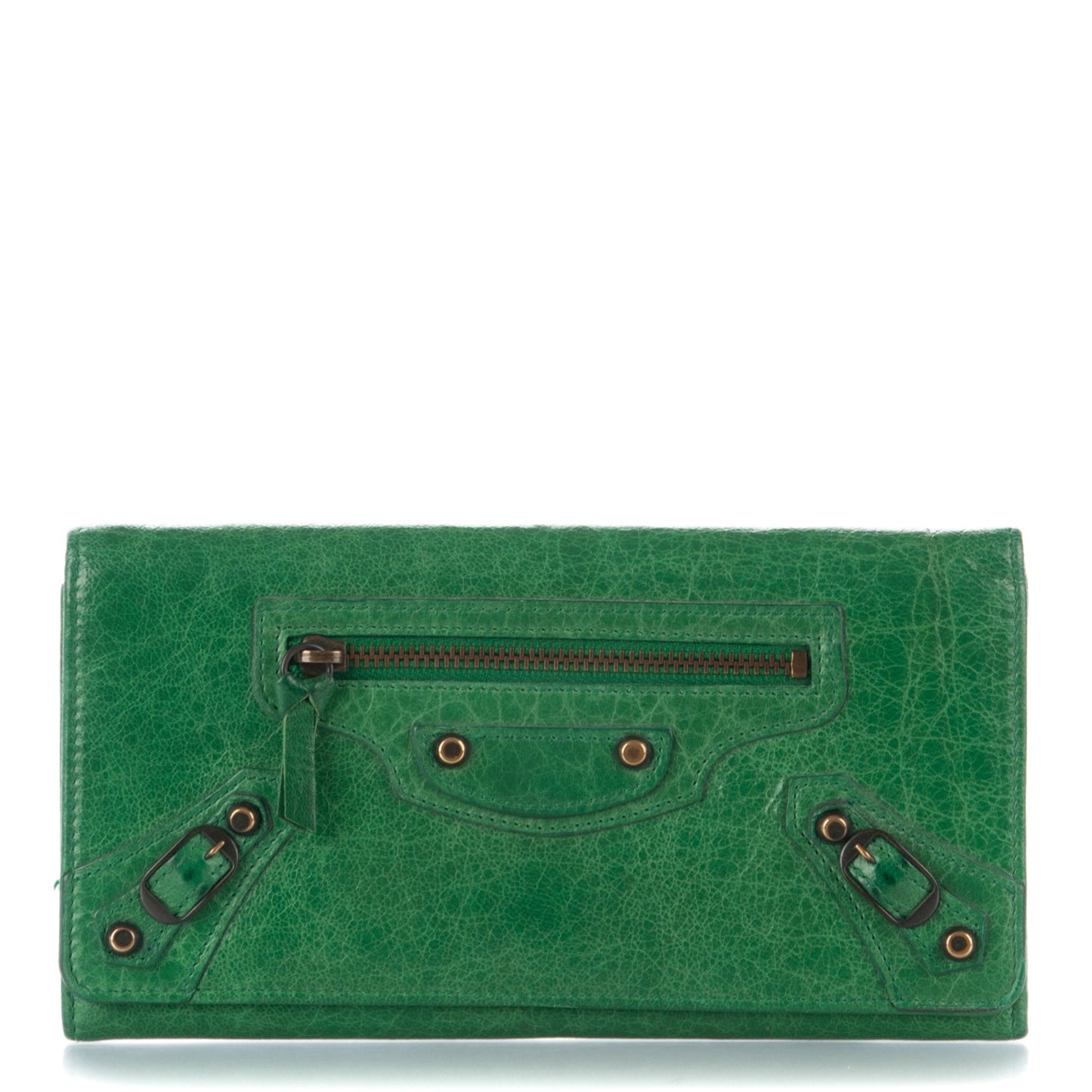 Agneau Classic Hardware Money Wallet Vert Poker