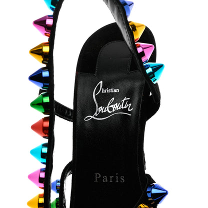 Christian Louboutin Suede Spikita 100 Sandals 39.5 Black Multicolor 6 of 9