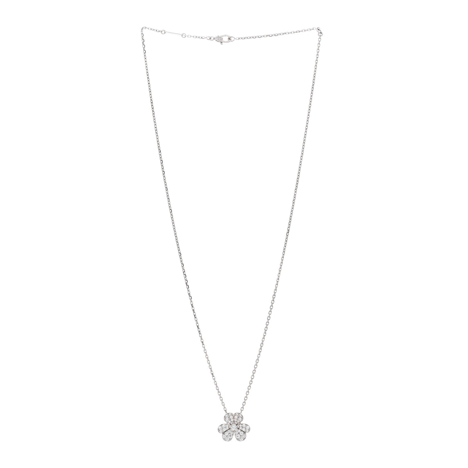 Van Cleef & Arpels 18K White Gold Diamond Small Frivole Pendant Necklace 3 of 5