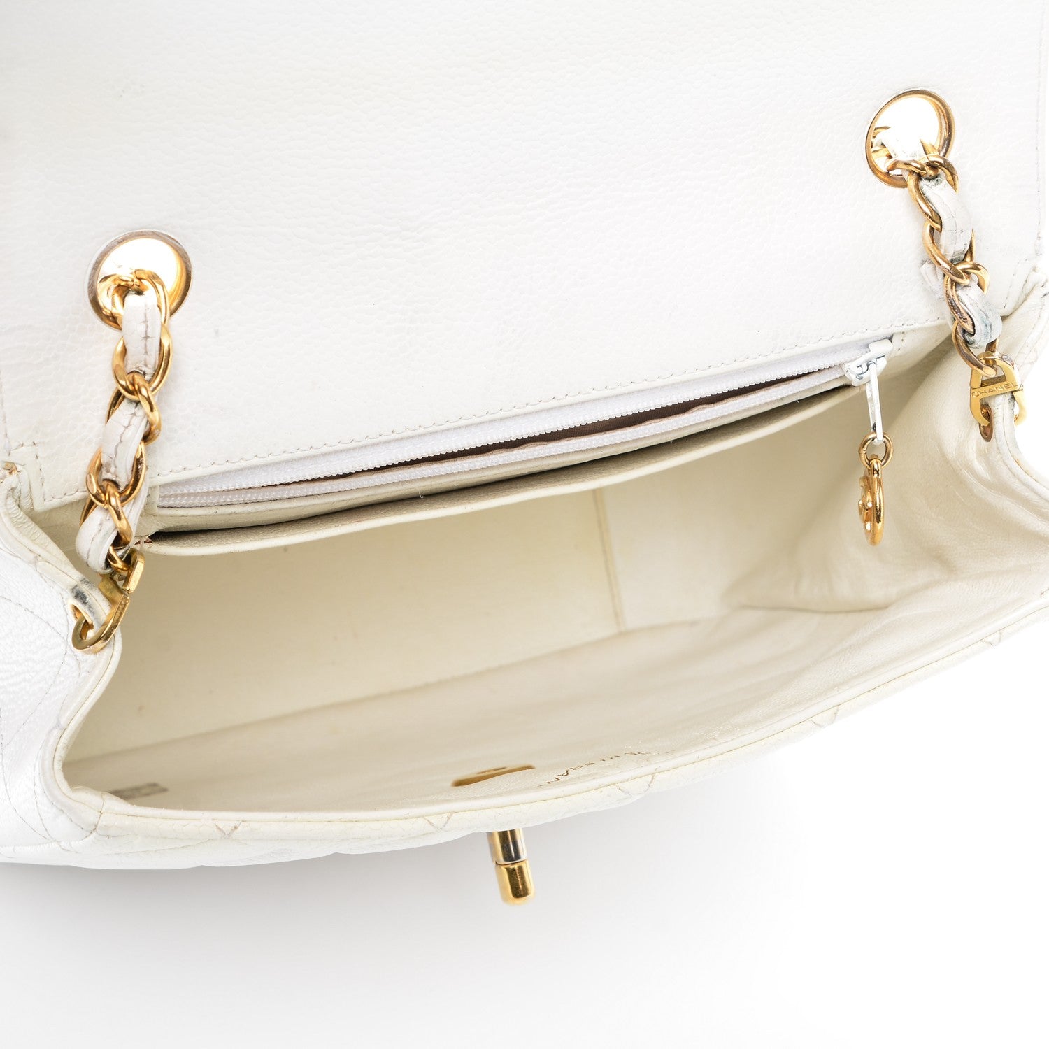 Chanel Caviar Quilted Medium Single Flap White 5 of 13