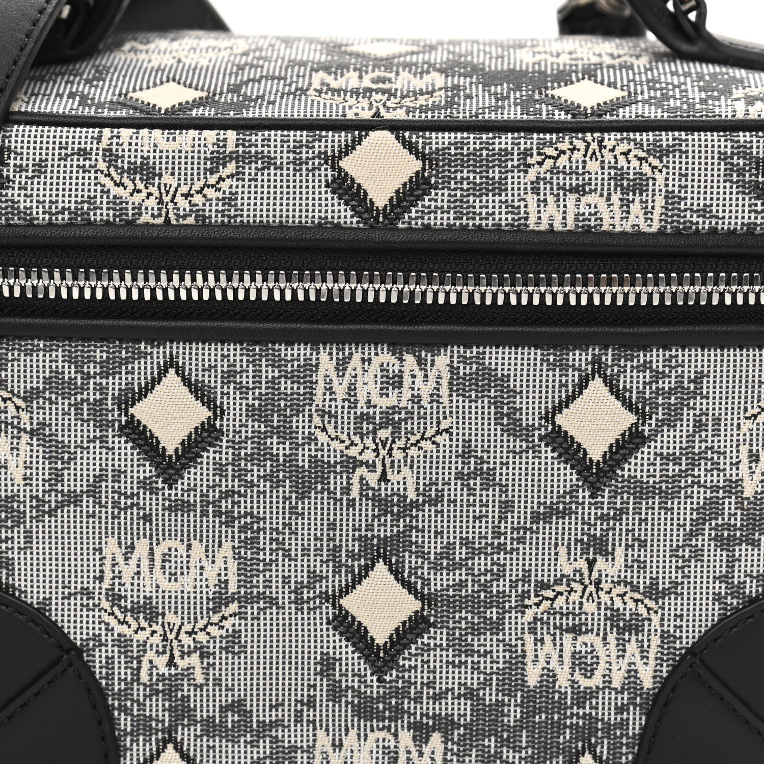 MCM Vintage Jacquard Monogram Rockstar Small Vanity Crossbody Bag Grey 7 of 9