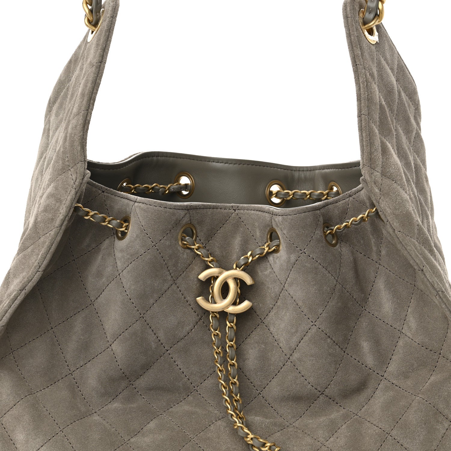 Chanel Suede Quilted Medium Chanel 25 Handbag Dark Grey 8 of 11