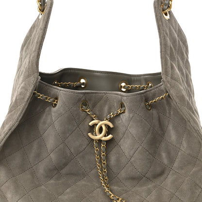Chanel Suede Quilted Medium Chanel 25 Handbag Dark Grey 8 of 11
