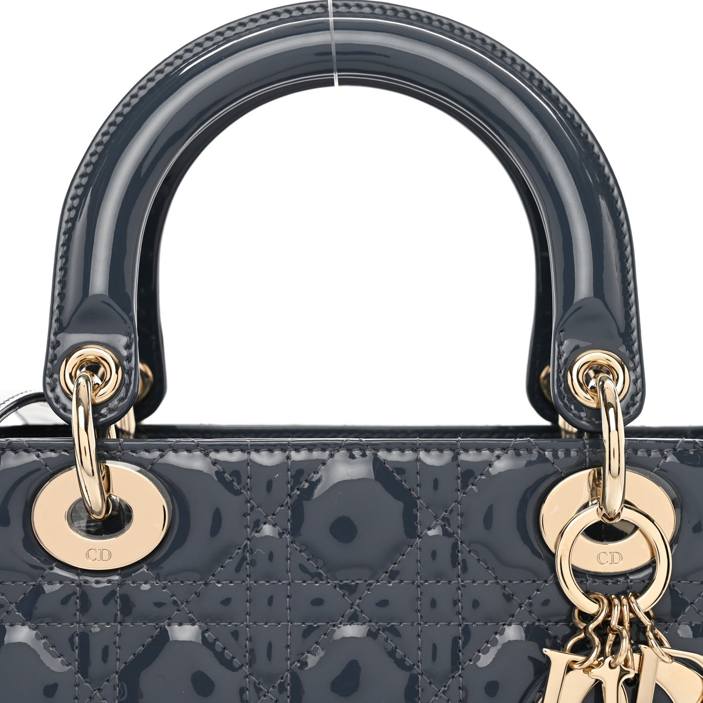 CHRISTIAN DIOR Patent Cannage Medium Lady Dior Cloud Blue