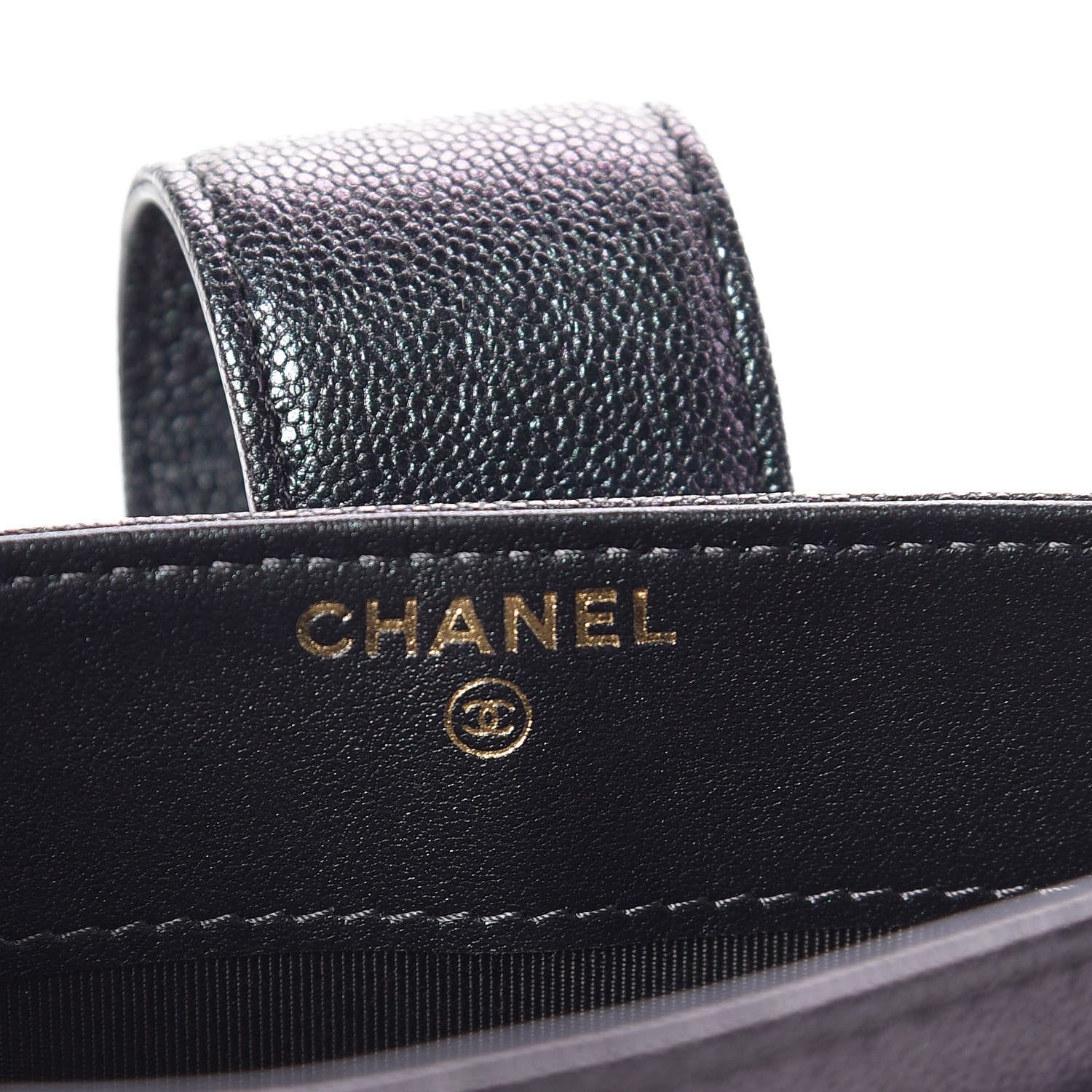 Chanel Iridescent Caviar Quilted Classic Strap Pouch Black 6 of 10
