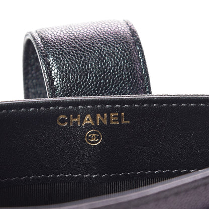 Chanel Iridescent Caviar Quilted Classic Strap Pouch Black 6 of 10