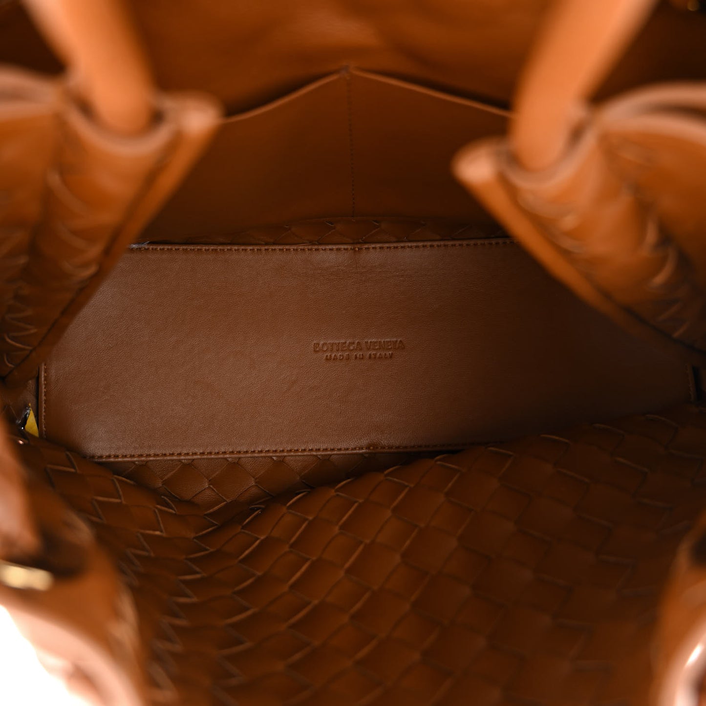 Nappa Intrecciato Medium Andiamo Shoulder Bag Cognac